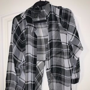 Sheer checkered button up